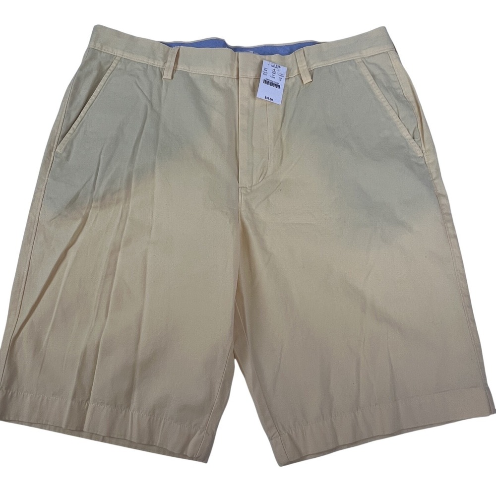 J Crew Factory Shorts Mens 36 Yellow Classic Fit Pleated Chino Cotton New Tags - Picture 3 of 12